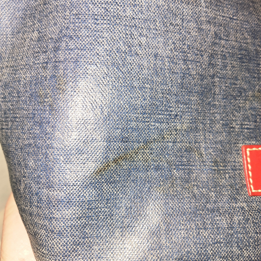 Dooney & Bourke Blue Canvas Tote Bag Red Trim Good Condition - Picture 10 of 15